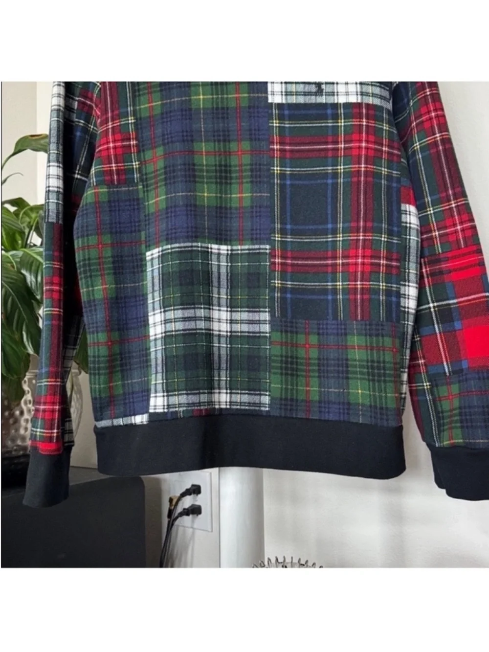 Polo Ralph Lauren Kids Youth Patchwork Plaid Fleece Hoodie/Sweatshirt Sz 14/16